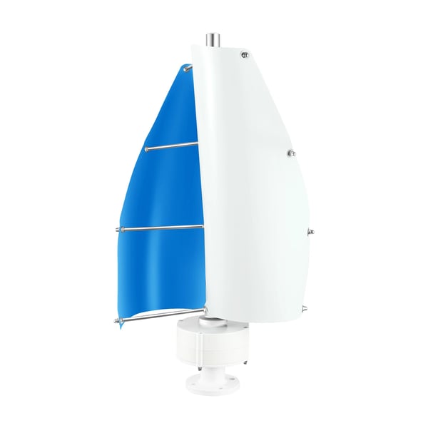Vindgenerator - Vertikal 2-bladet vindturbine - 24V 100W - DN25 beslag - Med laderegulator - Hvid