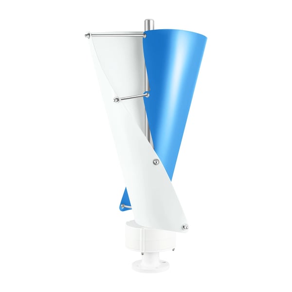 Vindgenerator - Vertikal 2-bladet vindturbine - 24V 100W - DN25 beslag - Med laderegulator - Hvid