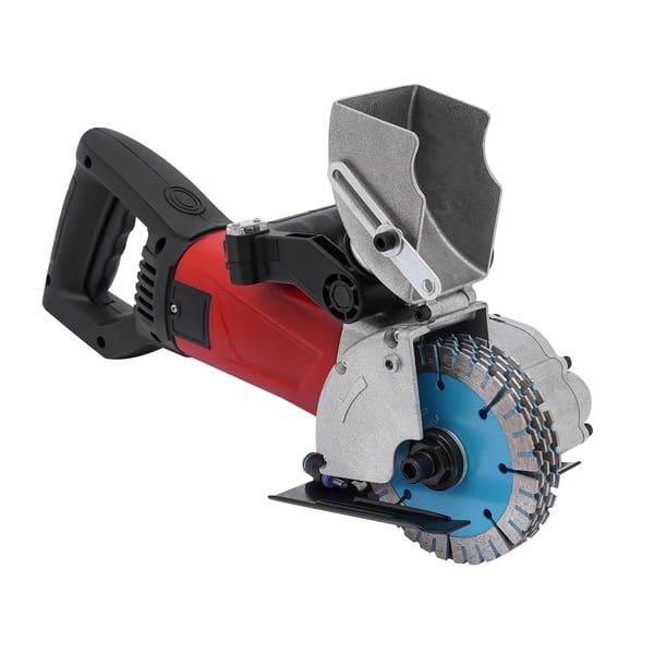 Støvfri vægfræser/rilleskærer - 125 mm el-rilleskærer - 2800 W - Laserlinje - 3,4 cm rille - 36 mm dybde - 5×125 mm diamantklinger - EU 220 V - Rød