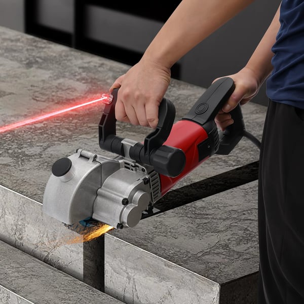 Støvfri vægfræser/rilleskærer - 125 mm el-rilleskærer - 2800 W - Laserlinje - 3,4 cm rille - 36 mm dybde - 5×125 mm diamantklinger - EU 220 V - Rød
