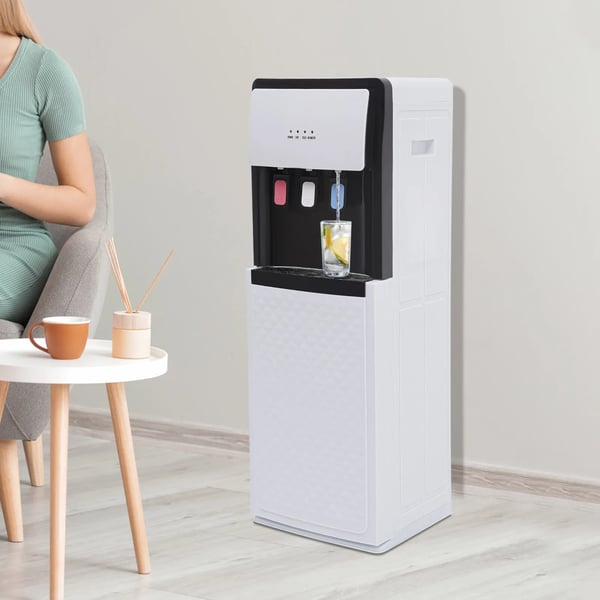 Vanddispenser & vandkøler - Bundpåfyldt - Varm, kold & stuetemperatur - 500 W opvarmning - 75 W køling - Hjem & kontor - Hvid