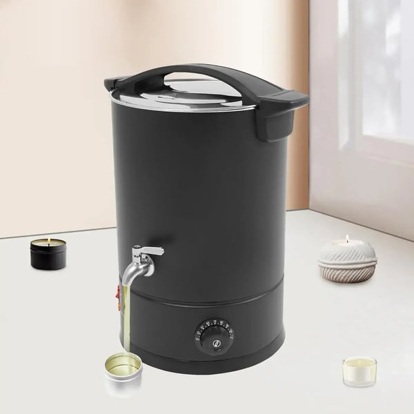 Vokssmelter til lys - Elektrisk vokskedel 12 L - Effekt 1800 W - Temperatur 30–110 °C - SUS304 rustfrit stål - Spænding 220–240 V - Sort