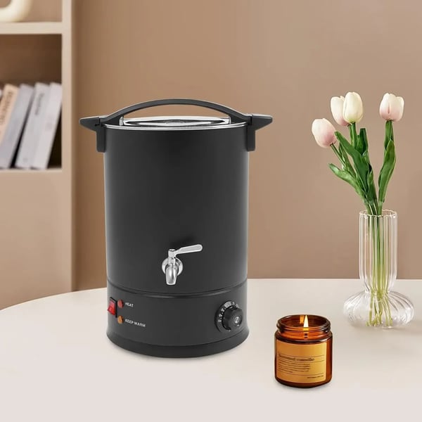 Vokssmelter til lys - Elektrisk vokskedel 12 L - Effekt 1800 W - Temperatur 30–110 °C - SUS304 rustfrit stål - Spænding 220–240 V - Sort