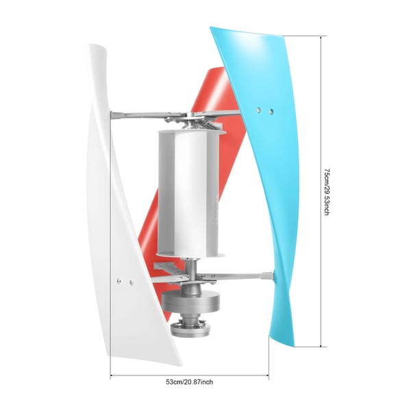 Lodret vindgenerator - Helix 3-bladet turbine sæt - 400 W - Med laderegulator - Til autocamper, camping, udendørs - Sølv
