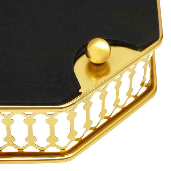 Serveringsbakke - Rektangulær dekorativ glasbakke - Til parfume, kosmetik, makeup, smykker - 35×25×5 cm - Guld