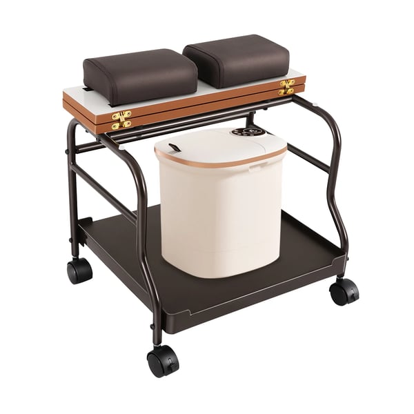 Fodbad/SPA rullevogn - Pedicurevogn - Med hjul - Opbevaringshylde - Fodstøtte - Bæreevne 18 kg - Samling påkrævet - Sort