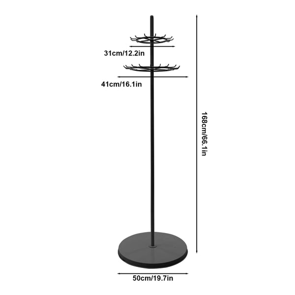 Frakke- og hattestativ - Gulvstående display - Højde 168 cm - Metal - Til tøjbutik - Opbevaring