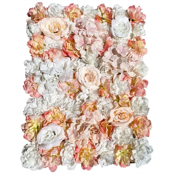 Kunstige blomstervægspaneler - 3D rosebaggrund - 40×60 cm - 5 stk - Silke, håndlavet - Til bryllup & bridal shower, indendørs - Champagne