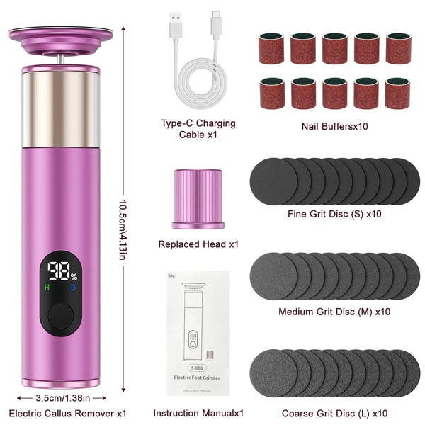 Fotfil - Förhårdnadsborttagare - Manuell Pedikyrfil - För Död Hud & Spruckna Hälar - Plast - Rosa
