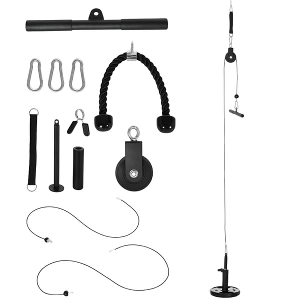 Hemmagym Kabeltrissa - Kabeldragssystem - Latsdrag - Bicepscurl - Triceps - Arm, Axel & Rygg - Svart
