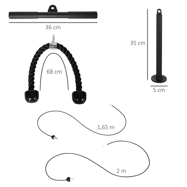 Hemmagym Kabeltrissa - Kabeldragssystem - Latsdrag - Bicepscurl - Triceps - Arm, Axel & Rygg - Svart