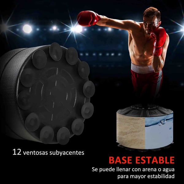 Boxningssäck - Fristående - Justerbar höjd 160–230 cm - 360° roterande stång - 2 speedbollar - Påfyllningsbar bas - För vuxna och barn 8+ - Röd