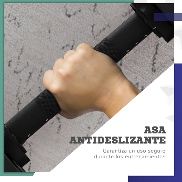 Hantelset - 2‑i‑1 justerbart med förbindelsestång - 10–15 kg - Halkfritt grepp - Styrketräning armar - Hemmagym - Svart