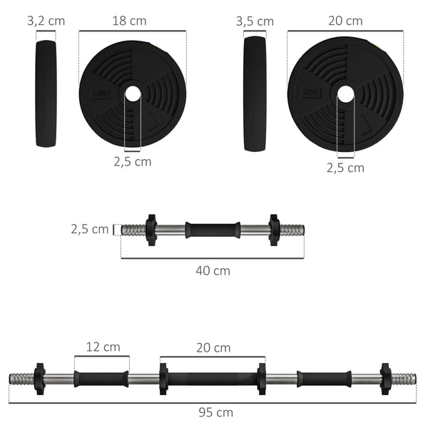 Hantelset - 2‑i‑1 justerbart med förbindelsestång - 10–15 kg - Halkfritt grepp - Styrketräning armar - Hemmagym - Svart