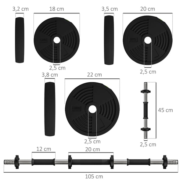 Hantelset - 2‑i‑1 justerbart med förbindelsestång - 10–15 kg - Halkfritt grepp - Styrketräning armar - Hemmagym - Svart