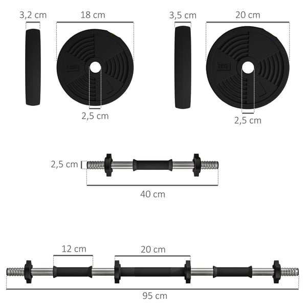 Hantelset - 2‑i‑1 justerbart med förbindelsestång - 10–15 kg - Halkfritt grepp - Styrketräning armar - Hemmagym - Svart