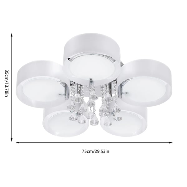 Loftlampe - 5 lyskilder - Trinløs dæmpning - Fjernbetjening - E27 fatning - 90–260 V - Overflademonteret rund - Rustfrit stål - Hvid