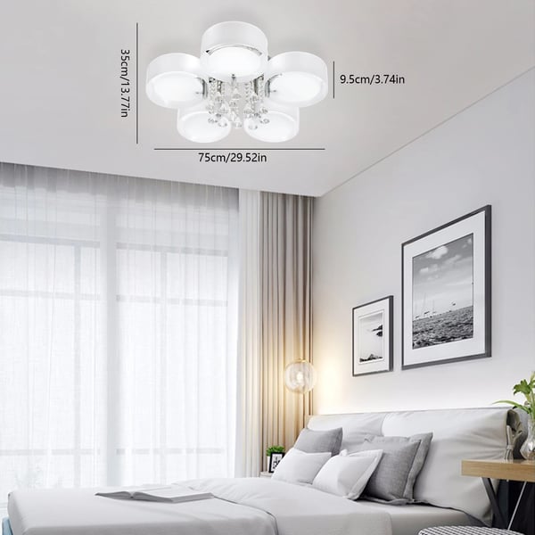 Loftlampe - 5 lyskilder - Trinløs dæmpning - Fjernbetjening - E27 fatning - 90–260 V - Overflademonteret rund - Rustfrit stål - Hvid