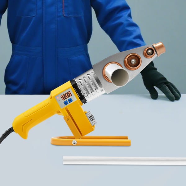 Rørsvejser - Plastrørsvejser - 850 W - 220 V EU-stik - Justerbar 0–380 °C - Til PPR/PP/PE/PB/PERT - Gul