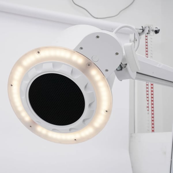 Manicure Neglestøvsuger - Bordmodel Med Klemme - Effekt 55 W - Dæmpbar LED 3000–6000 K - Sugstyrke 8 m/s - Hastighed 0–4300 rpm 10 trin - Rød