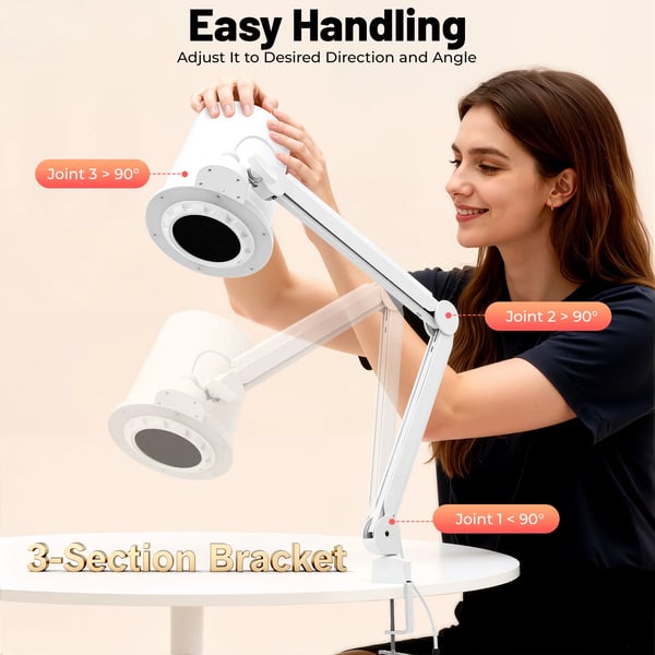 Manicure Neglestøvsuger - Bordmodel Med Klemme - Effekt 55 W - Dæmpbar LED 3000–6000 K - Sugstyrke 8 m/s - Hastighed 0–4300 rpm 10 trin - Rød