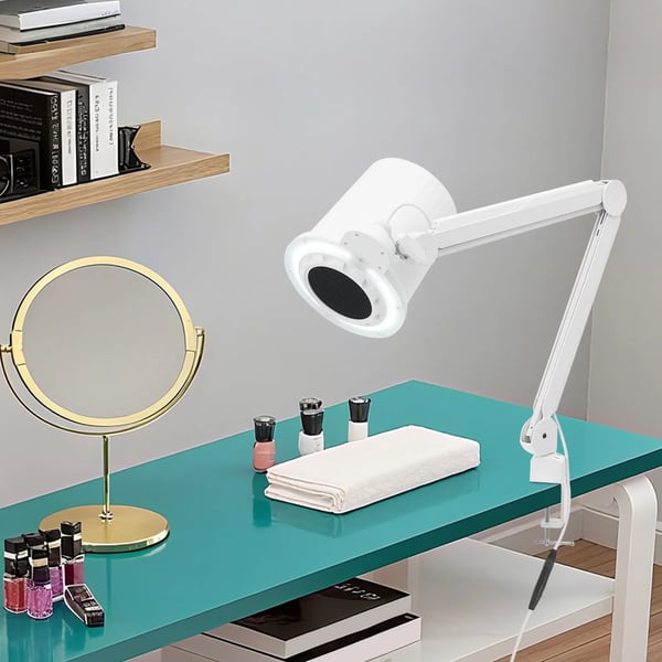 Manicure Neglestøvsuger - Bordmodel Med Klemme - Effekt 55 W - Dæmpbar LED 3000–6000 K - Sugstyrke 8 m/s - Hastighed 0–4300 rpm 10 trin - Rød
