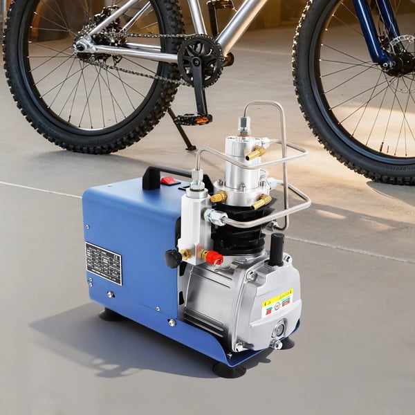Højtryksluftkompressor - Bærbar elpumpe - 300 bar - 1,8 kW - 2800 rpm - 220 V EU-stik - Manometer & termometer