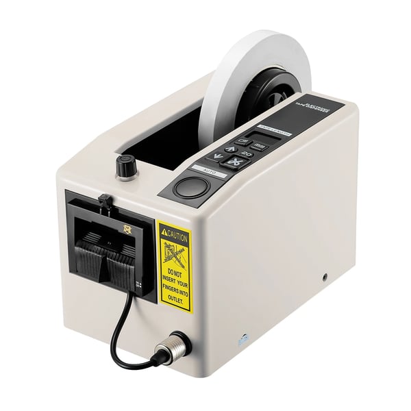 Automatisk tapedispenser - Bordmodel - Til pakketape - Bredde 7–50 mm - Skridsikker - EU-stik 220 V - Hvid