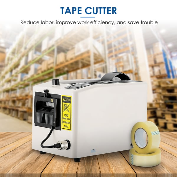 Automatisk tapedispenser - Bordmodel - Til pakketape - Bredde 7–50 mm - Skridsikker - EU-stik 220 V - Hvid