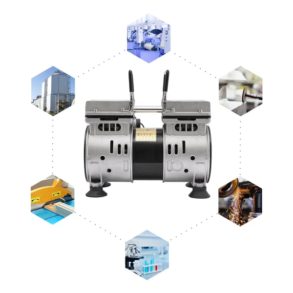 Oliefri vakuumpumpe kompressor - 220V industrivakuumpumpe - 550 W, 120 L/min, -93 kPa, G1/4 gevind, EU-stik - Sølv