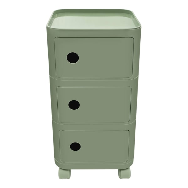 Sengebord / Natbord - 3 Hylder - Universelle Hjul - Flytbar Opbevaring - Til Soveværelse & Stue - 32×32×63,3 cm - Grøn