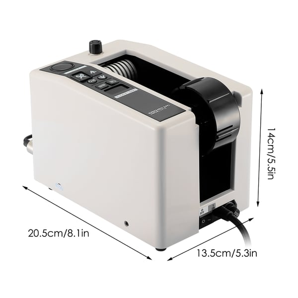 Tapedispenser/tapeskærer - Automatisk bordmodel - Båndbredde 7–50 mm - Skridsikker bund - Auto fremføring/klip - Til pakning/filmtape - 220 V