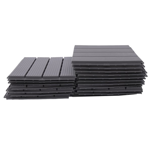 Klikfliser - Sammenklikbare terrassefliser - 22-stk 30,5x30,5 cm - Polypropylen (PP) - Vandafvisende - Til inde og ude - Lysegrå Klikfliser - Sammenklikbare terrassefliser - 22-stk 30,5x30,5 cm - Polypropylen (PP) - Vandafvisende - Til inde og ude - Lysegrå