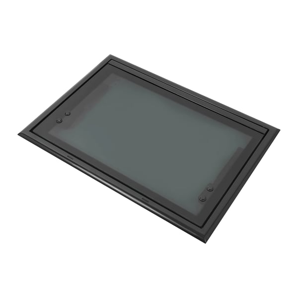 Autocamper/Caravan Vindue - Udvendigt Vindue - Hærdet Glas - Aluminiumsramme - Myggenet - Udsparing 50×35 cm - Til væg 30–40 mm - Sort