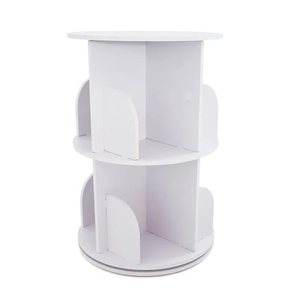 Roterende bogreol - 2 hylder - 360° rotation - 40×40×60 cm - Maks 100 kg - Fritstående - Stabelbar - Træ-plastkomposit (PVC) - Hvid
