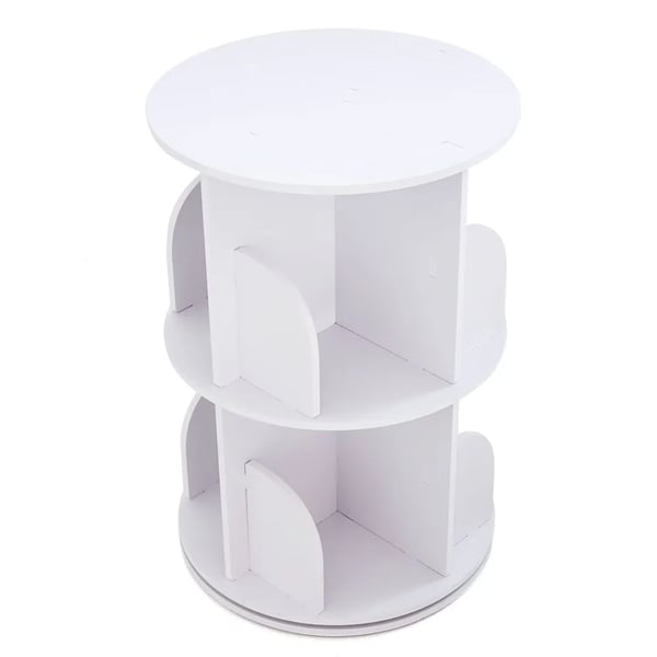 Roterende bogreol - 2 hylder - 360° rotation - 40×40×60 cm - Maks 100 kg - Fritstående - Stabelbar - Træ-plastkomposit (PVC) - Hvid