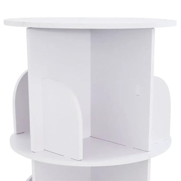 Roterende bogreol - 2 hylder - 360° rotation - 40×40×60 cm - Maks 100 kg - Fritstående - Stabelbar - Træ-plastkomposit (PVC) - Hvid