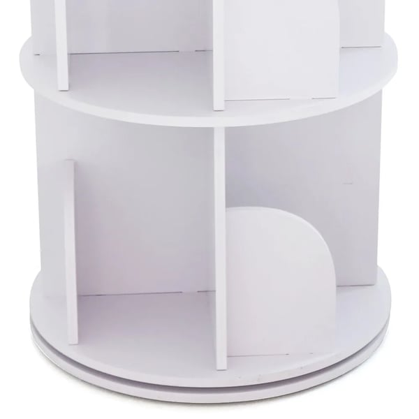 Roterende bogreol - 2 hylder - 360° rotation - 40×40×60 cm - Maks 100 kg - Fritstående - Stabelbar - Træ-plastkomposit (PVC) - Hvid