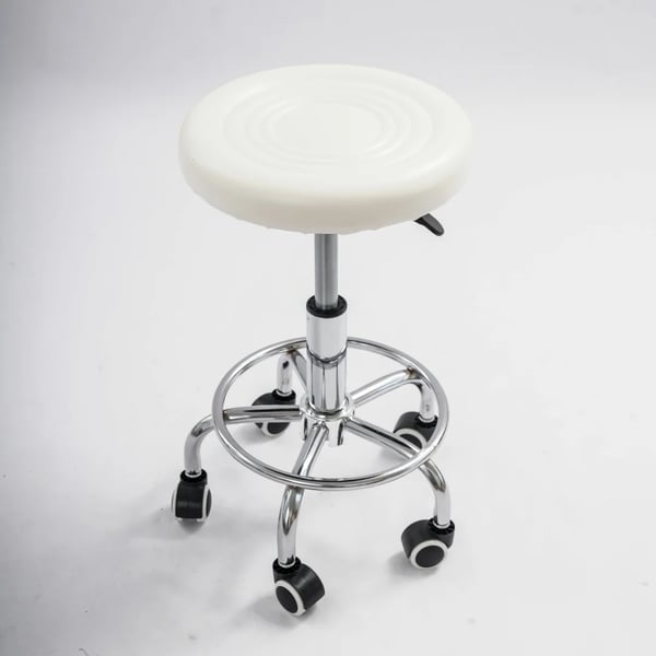 Moderne barstol - Højdejusterbar drejestol - Med ryglæn - 5 hjul - 150 kg - Sæde Ø 33 cm - Højde 45–57 cm - Lysegrå