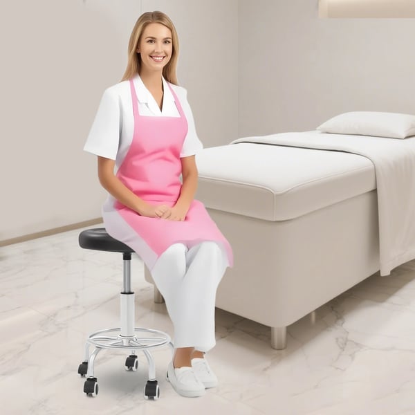 Moderne barstol - Højdejusterbar drejestol med ryglæn - Højde 45–57 cm, 5 hjul, maks. 150 kg, sæde Ø33 cm - Beige