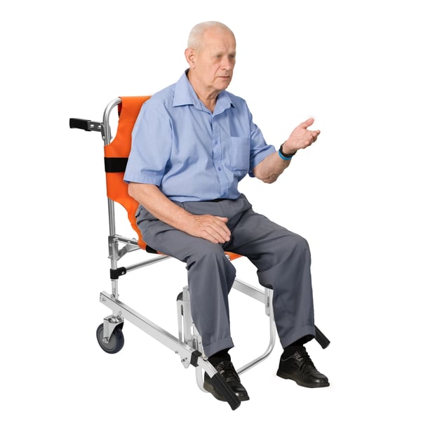 Evakueringsstol til trapper - Trappebåre - Sammenklappelig, Aluminiumslegering, PVC, Gummi, CE-godkendt, Robust til patienttransport - Orange