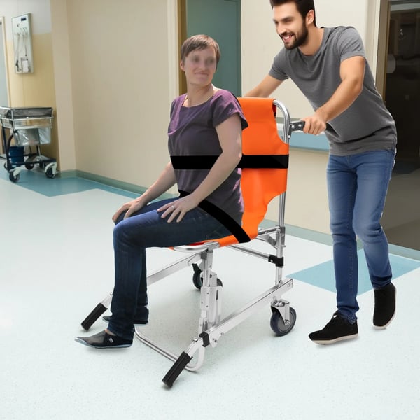 Evakueringsstol til trapper - Trappebåre - Sammenklappelig, Aluminiumslegering, PVC, Gummi, CE-godkendt, Robust til patienttransport - Orange