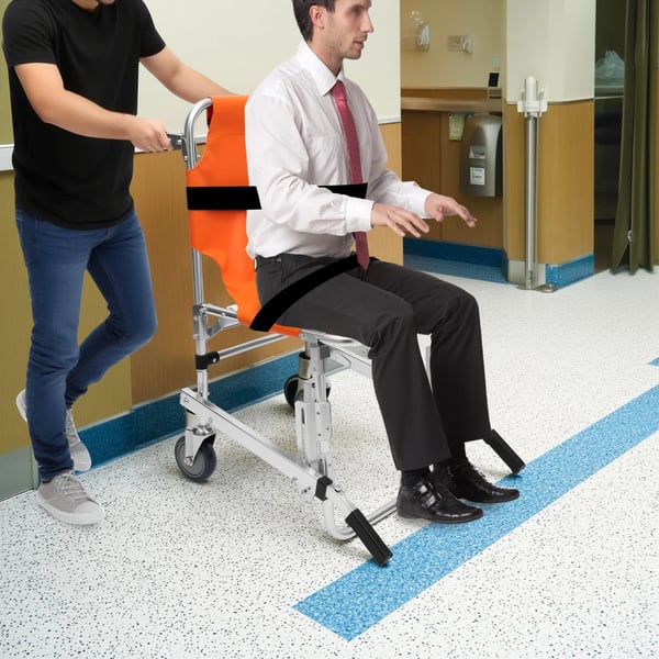 Evakueringsstol til trapper - Trappebåre - Sammenklappelig, Aluminiumslegering, PVC, Gummi, CE-godkendt, Robust til patienttransport - Orange