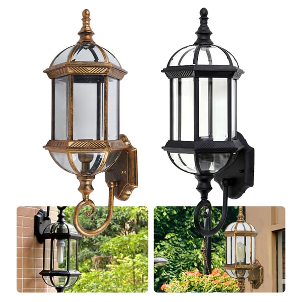 Væglampe - Vintage - E27 220 V - Klart Glas - Op & Ned - Uden Pære - Brun