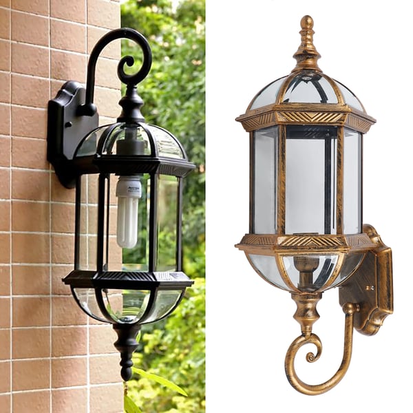 Væglampe - Vintage - E27 220 V - Klart Glas - Op & Ned - Uden Pære - Brun