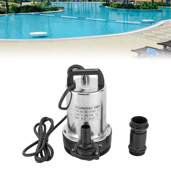 Djupbrunnspump - Nedsänkbar - DC 12V - 160 W - 50 L/min - 8 m Lyfthöjd - 2,54 cm Utlopp - EU-plugg