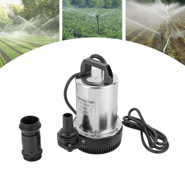 Djupbrunnspump - Nedsänkbar - DC 12V - 160 W - 50 L/min - 8 m Lyfthöjd - 2,54 cm Utlopp - EU-plugg