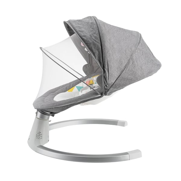 Babygynge & Vippestol - Elektrisk - 5 Hastigheder - Sammenklappelig - Musik - Timer - Max 20 kg - 0–6 Måneder - Grå