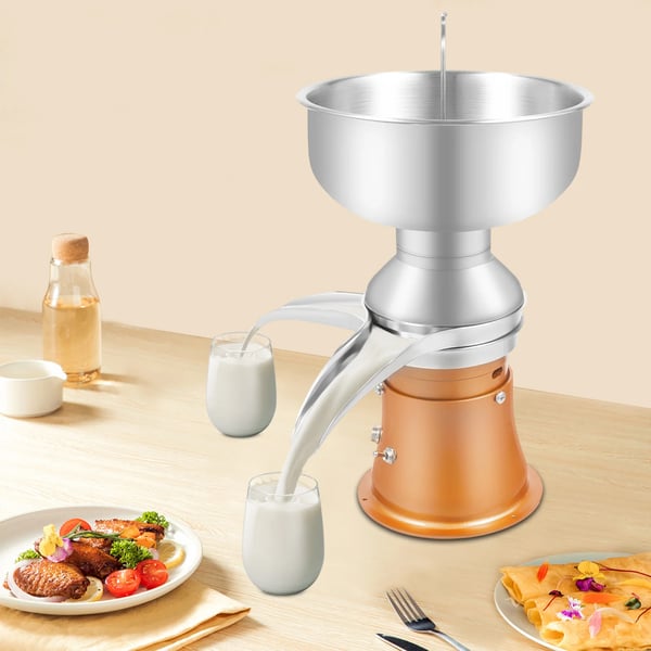 Elektrisk mælk- og flødeseparator - Centrifugal maskine - 30 W - 5 L skål - Max 0,03 % fedt - Rustfrit stål - 4 t kontinuerlig drift - Gul