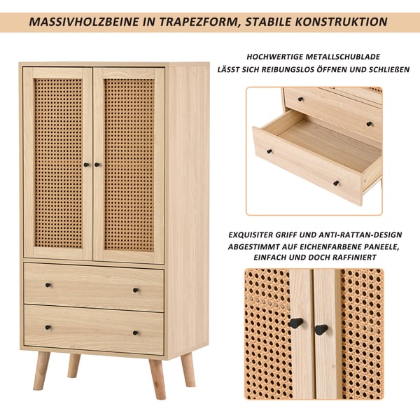 Senkki - Lipasto - Leveys 60 cm - Ovet ja laatikot - Suuri säilytystila - Vapaasti seisova - Olo- ja ruokailuhuoneeseen - Beige